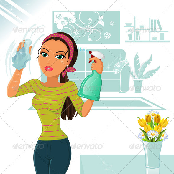 590x591 Woman Cleaning By Iostephy Graphicriver