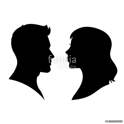 500x500 Man And Woman Silhouette Face To Face Vector Stock Image And
