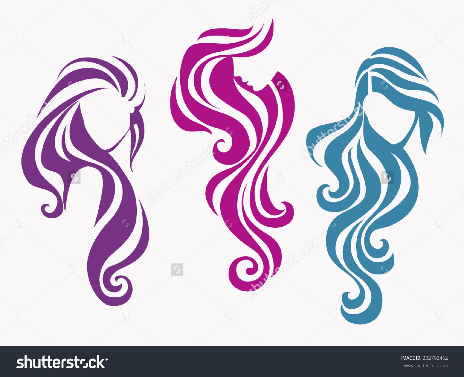 1500x1219 Set Of Beautiful Girls With Long Wavy Hair. Vector Female Icons