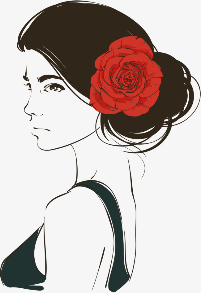 650x946 Simple Hand Painted Woman Portrait, Hand Vector, Woman Vector