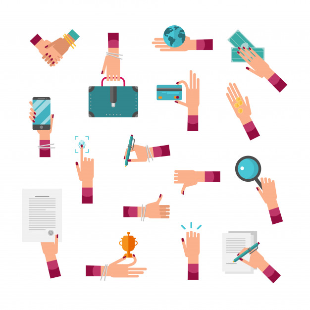 626x626 Business Woman Hand Vector Illustration Collection Set Vector