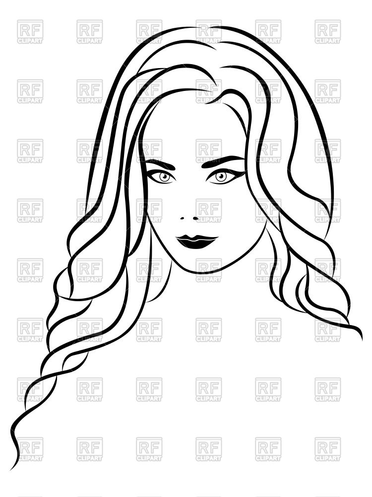 750x1000 Outline Of Young Beautiful Lady Head Vector Image Vector Artwork