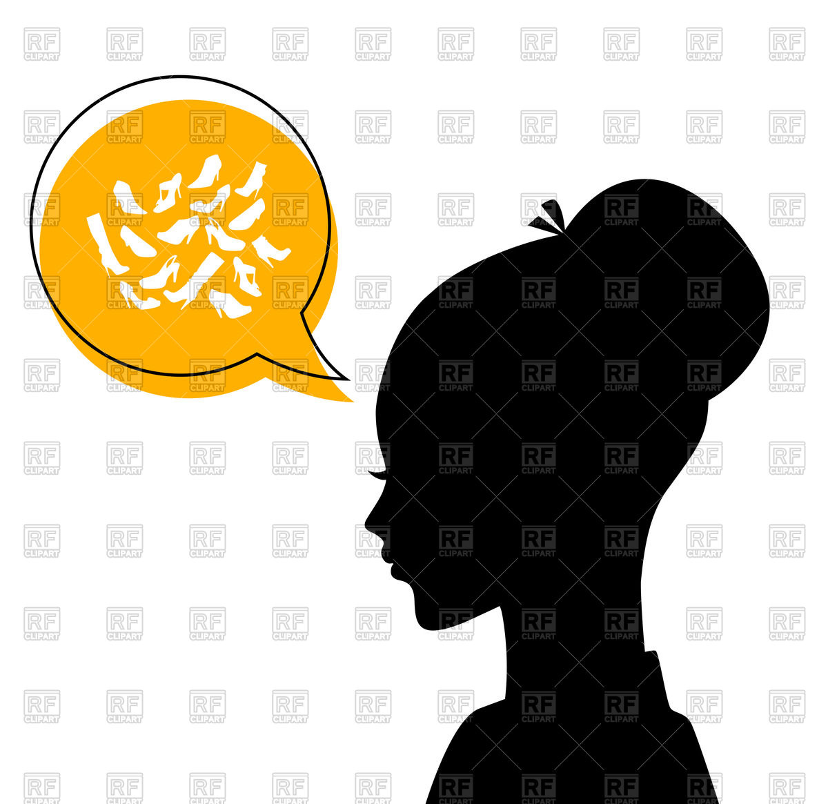 1200x1165 Silhouette Of Woman Head With Speech Bubble Vector Image Vector