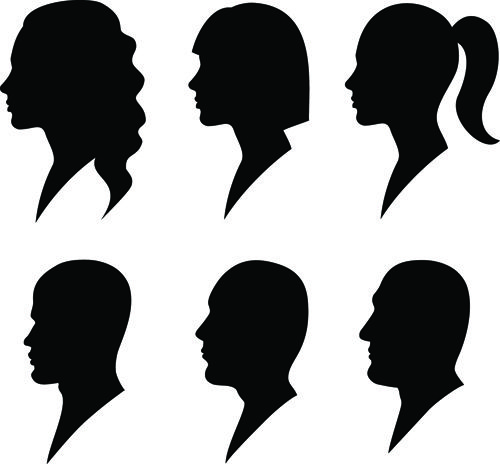 500x464 Creative Man And Woman Silhouettes Vector Set 05