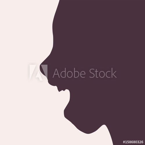 500x500 Face Side View. Elegant Silhouette Of A Female Head. Vector