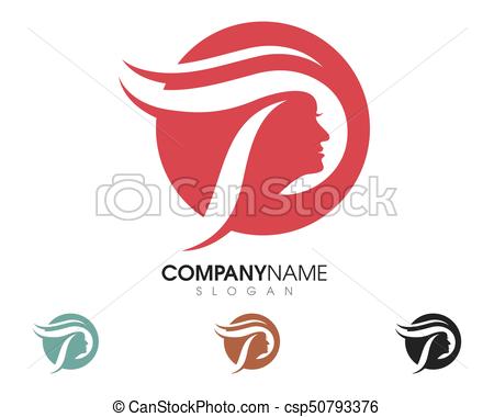 450x380 Beauty Women Face Silhouette Character Logo Template. Woman Face