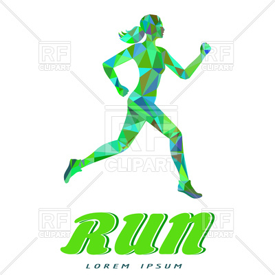 400x400 Running Woman In Popygonal Style, Emblem For Run Vector Image