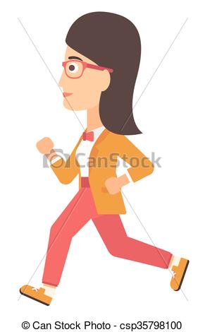 291x470 Business Woman Running Vector Flat Design Illustration Isolated On