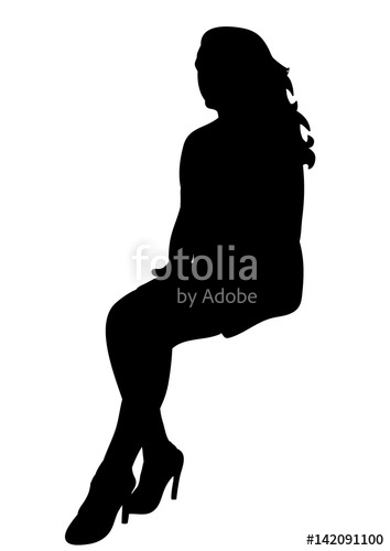 354x500 Silhouette Of A Girl Sideways Sitting Vector Stock Image And