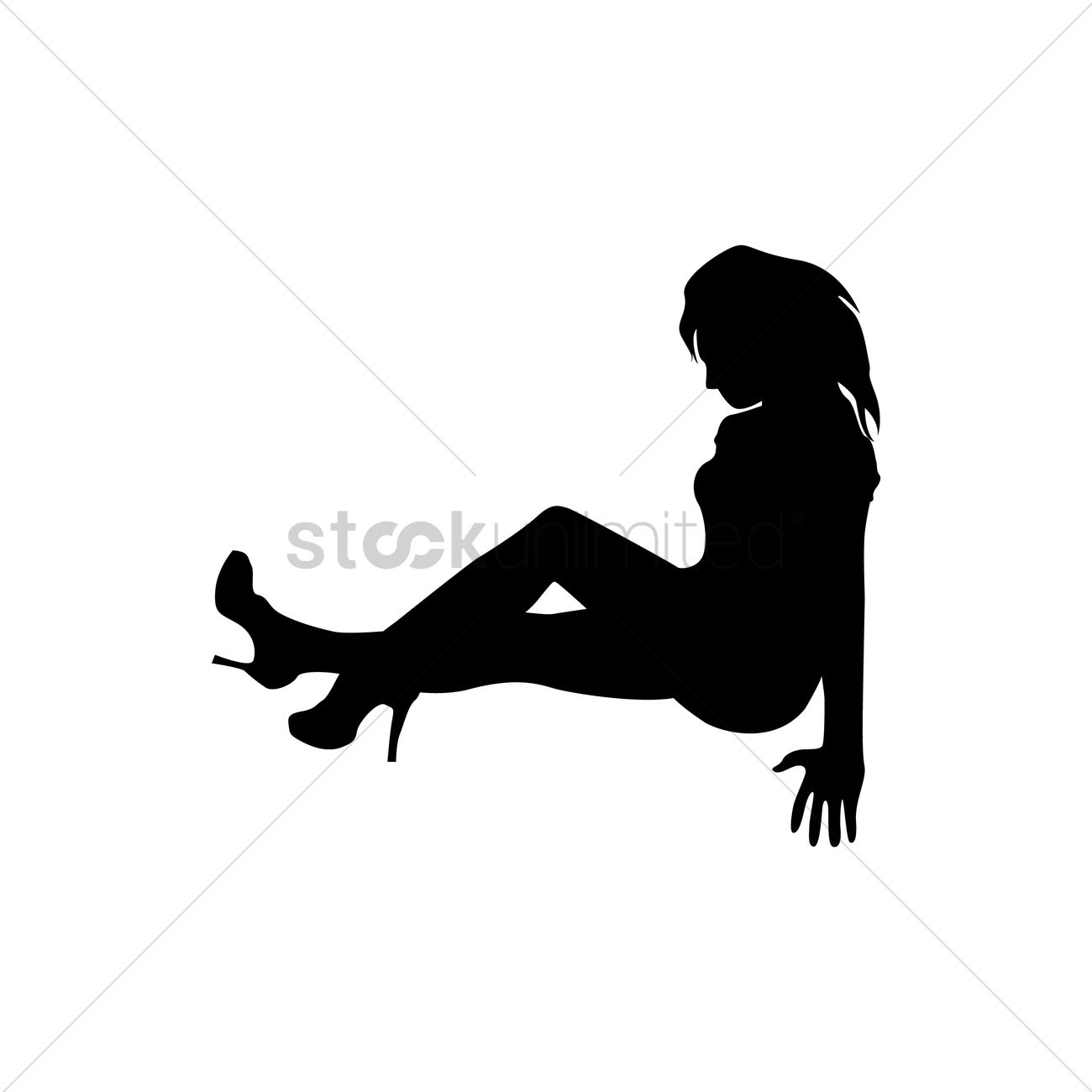1300x1300 Silhouette Of Girl Sitting Vector Image
