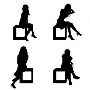 300x300 Stock Illustration Vector Silhouettes Woman Sitting Chair Image