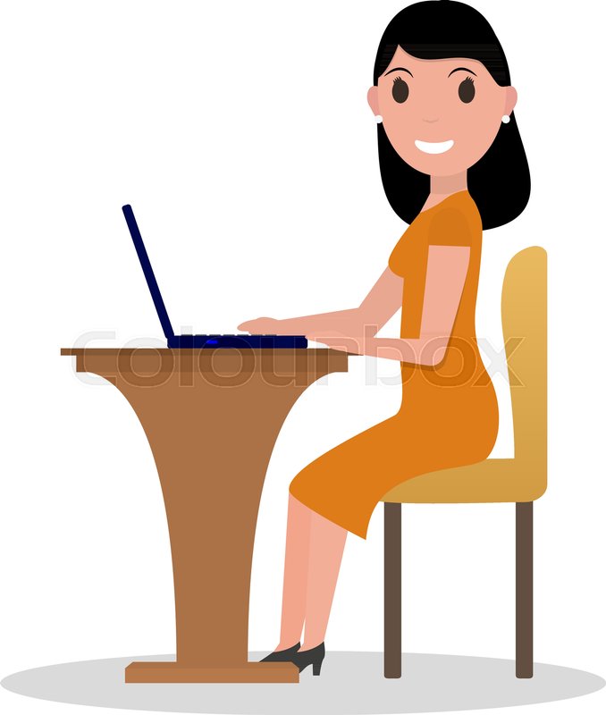 678x800 Vector Illustration Of A Cartoon Woman Sitting