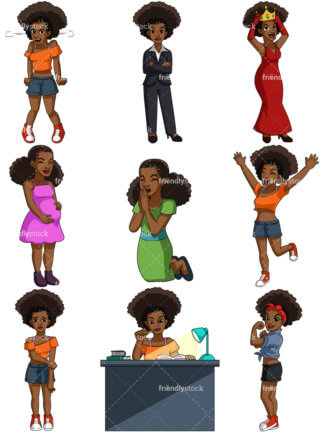 324x432 Happy Black Woman Cartoon Vector Clipart
