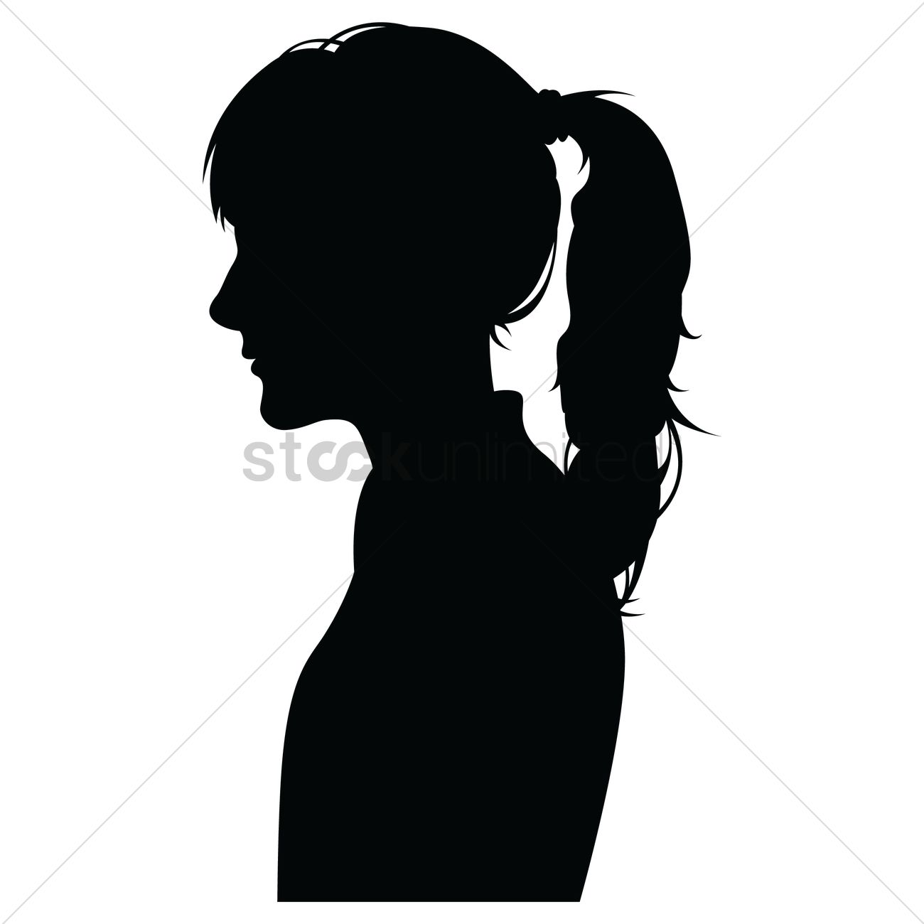 1300x1300 Side View Of A Silhouette Woman Vector Image