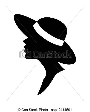 378x470 Woman In A Hat Vector. Elegant Woman Head In A Hat