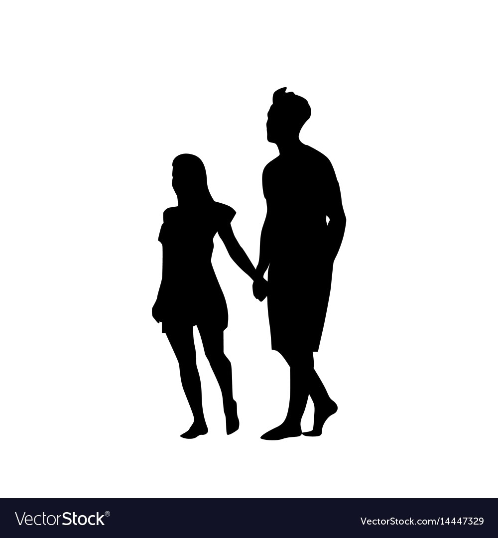 1000x1080 Silhouette Man And Woman Walking Hand In Vector 19216661 17