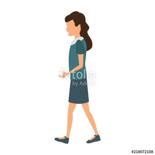 500x500 Young Woman Walking Vector Illustration Graphic Design Vector
