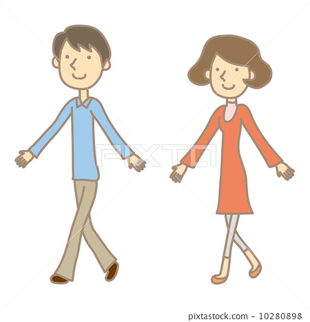 450x468 Man And Woman, Walking, Vector