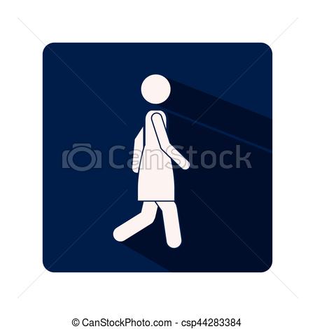 450x470 Color Silhouette Frame With Woman Walking Vector Illustration.