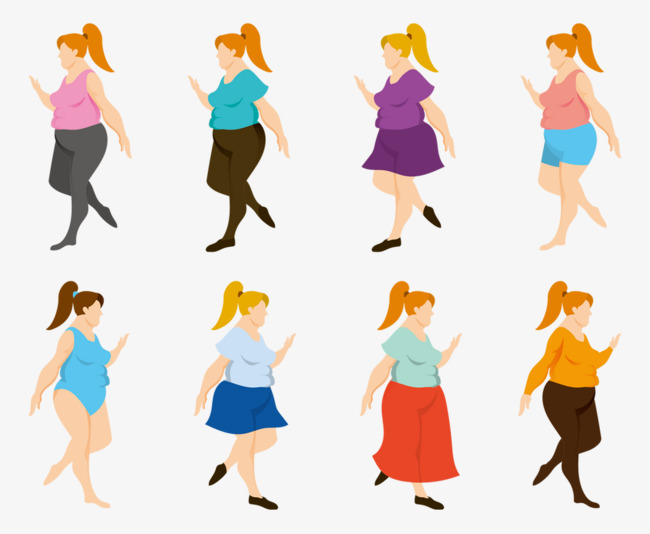 650x534 Fat Woman Walking, Woman Vector, Vector Material, Hand Painted