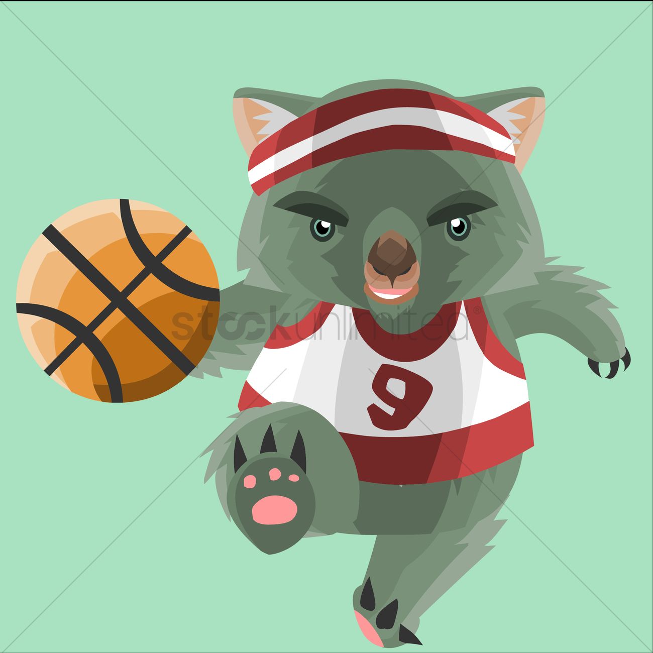 1300x1300 Wombat Basketball Player Vector Image