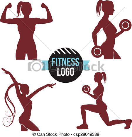 450x469 Fitness Logo Set. Elegant Women Silhouettes. Fitness Club, Fitness