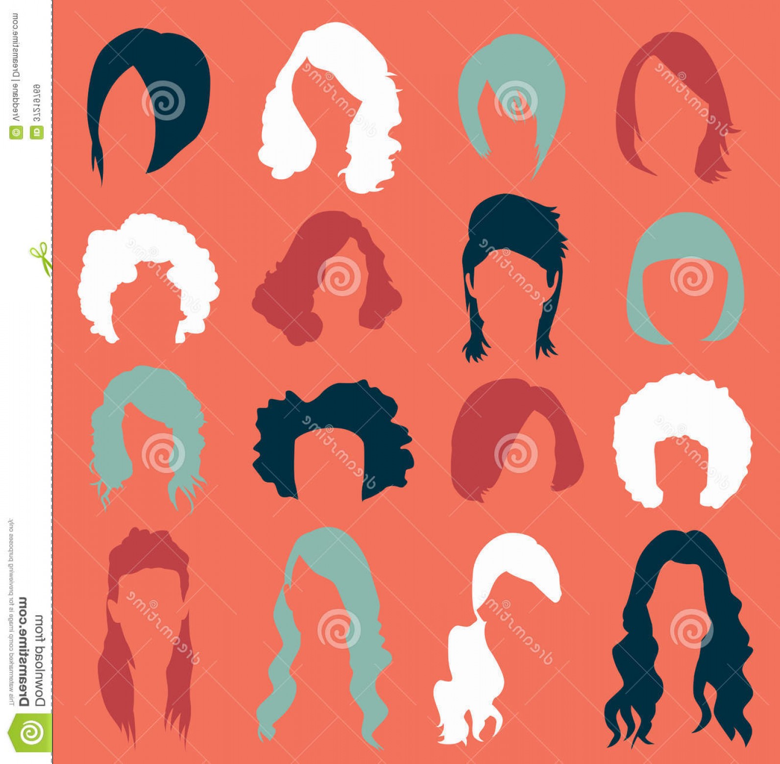 1592x1560 Royalty Free Stock Images Vector Set Womans Hair Styles Collection