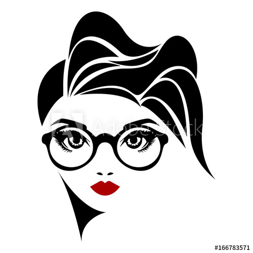 500x500 Vector Illustration Of A Girl In Glasses And With Beautiful Hair