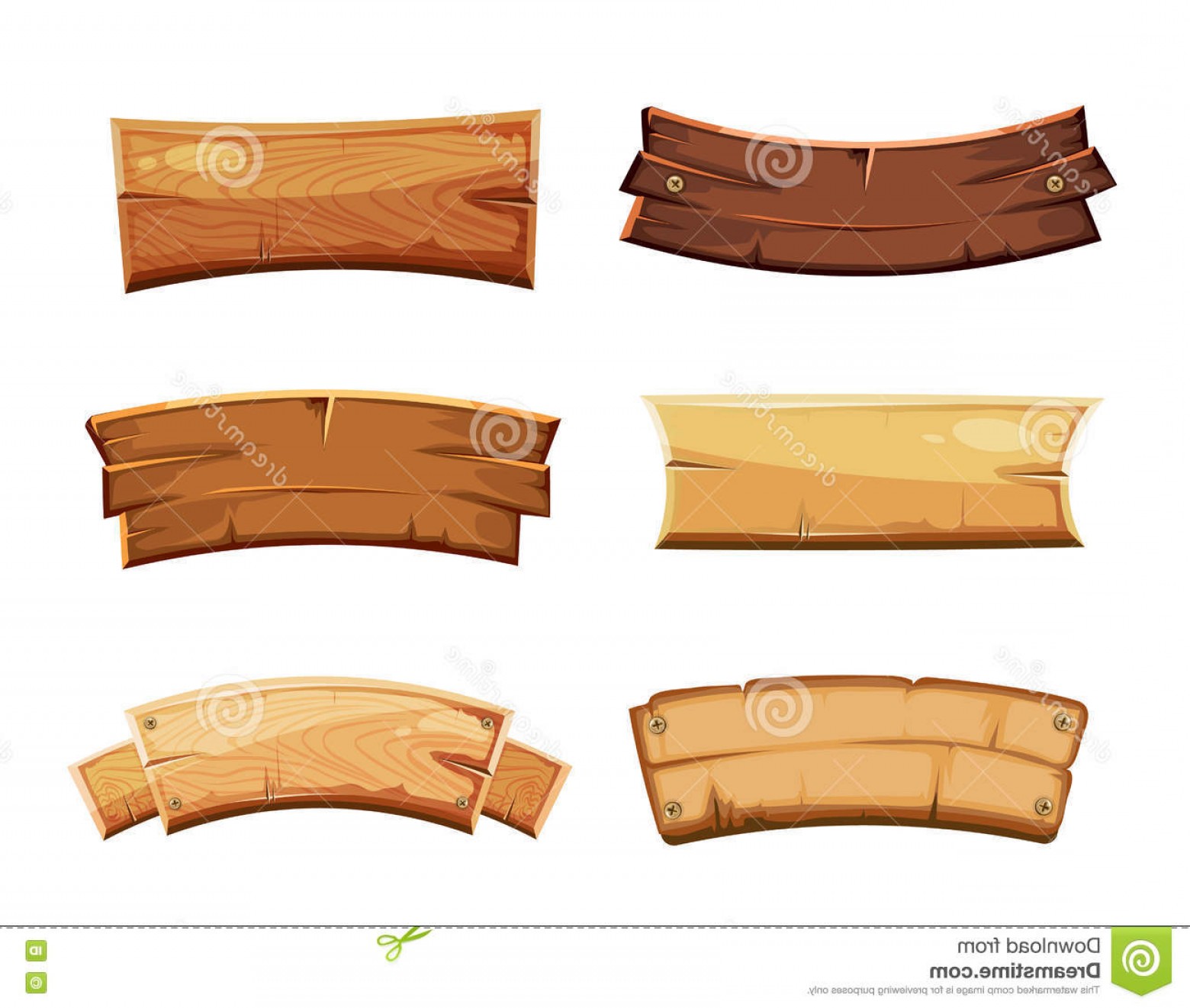 1560x1321 Stock Illustration Cartoon Wood Blank Banners Ribbons Western