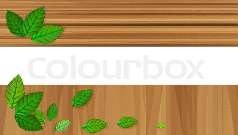 800x456 Vector Wooden Banners With Leaves Stock Vector Colourbox