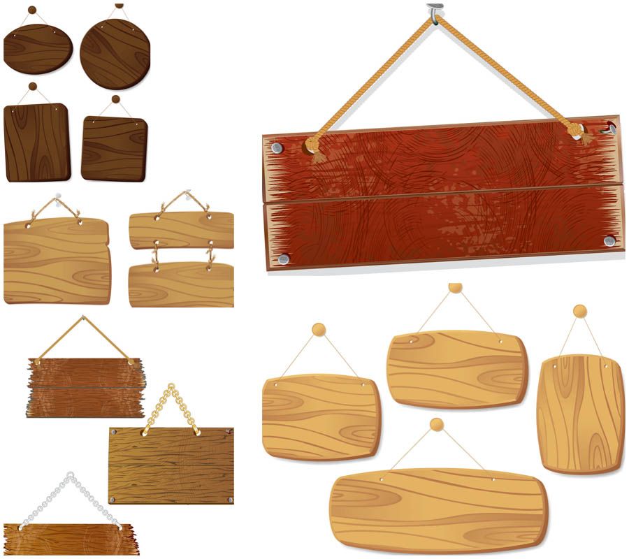 900x800 Wooden Boards And Banners Vector Clipart Labels Amp Tags