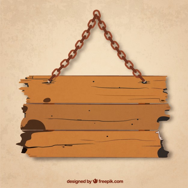 626x626 Grunge Wood Board Hanging On A Chain Vector Free Download