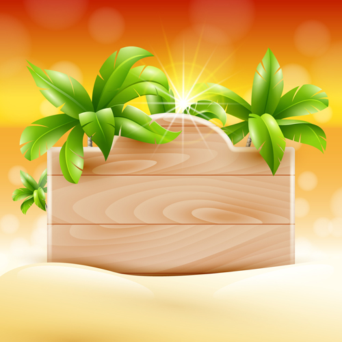500x500 Coconut Tree And Wooden Boards Vector 02 Free Download