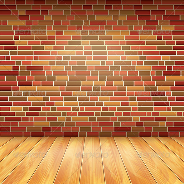 590x591 Brick Wall And Wood Floor, Vector Background By Andegro4ka
