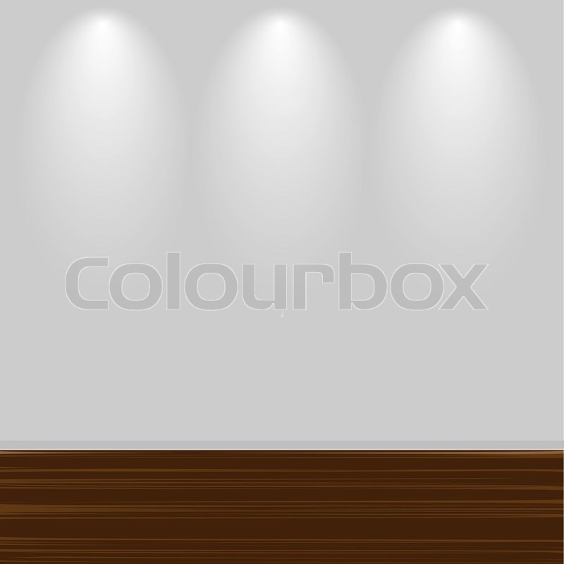 800x800 Empty White Wall With Wooden Floor, Vector Illustration Stock