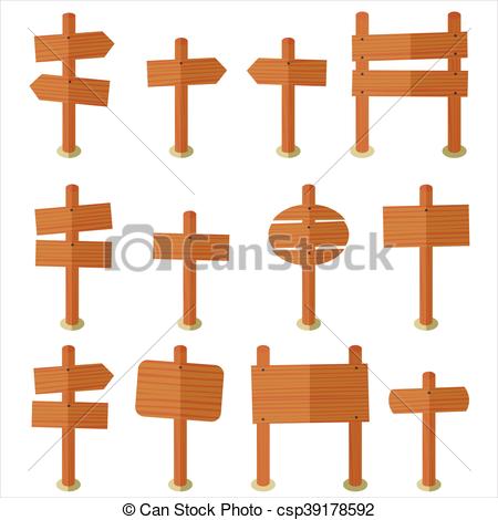 450x470 Set Wood Sign Vector.
