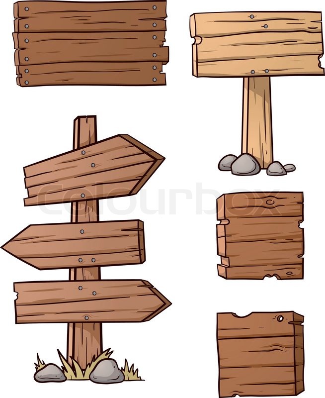 654x800 Cartoon Wooden Signs. Vector Illustration With Simple Gradients