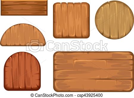 450x330 Wooden Retro Labels Vector Set. Different Shapes Of Wood Sign