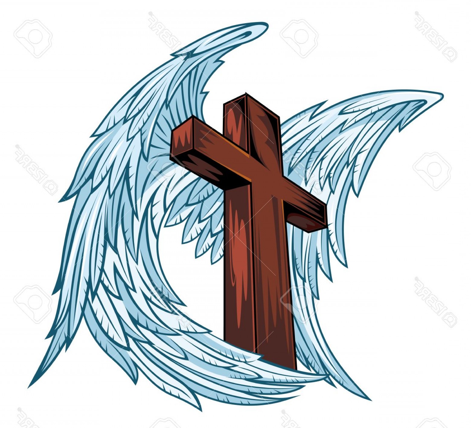 1560x1419 Photostock Vector Angel Wings With Wooden Cross Vector