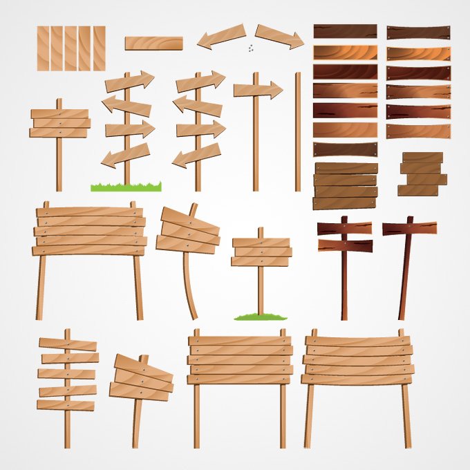 680x680 Free Wood Arrow Amp Wooden Signs Vector Set (Free) Psd Files