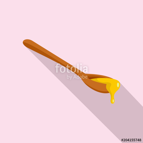 500x500 Honey Wood Spoon Icon. Flat Illustration Of Honey Wood Spoon