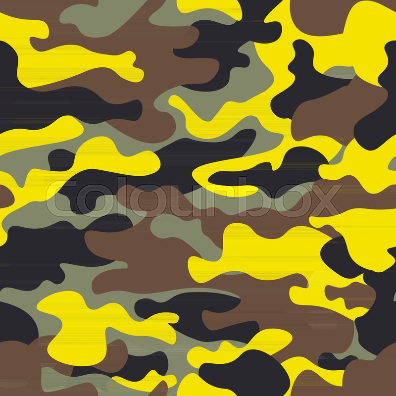 800x800 Seamless Fashion Wide Woodland And Yellow Camo Pattern Vector