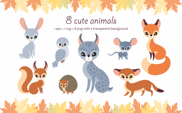 580x361 Autumn Woodland. Vector Animals And Plants. Graphic By Olga Belova