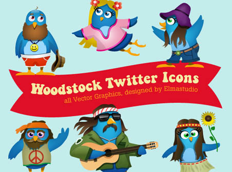 452x336 Woodstock Twitter Icons Set