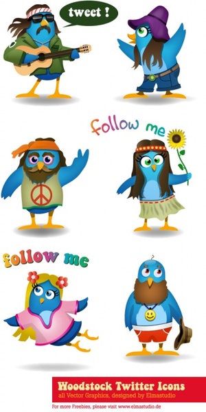 300x600 Woodstock Twitter Icons Set Free Vector In Encapsulated Postscript