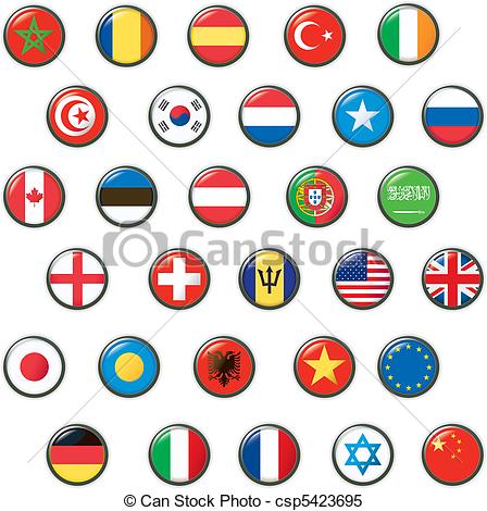 448x470 Set Of World Flags. Vector Button.