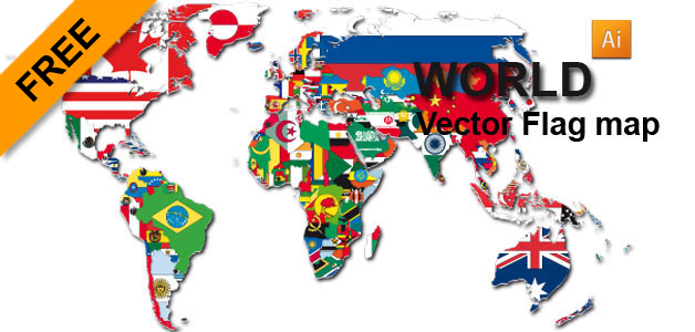 628x300 Free Vector Flag World Map