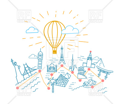 400x345 Hot Air Balloon Flying Over World Landmarks