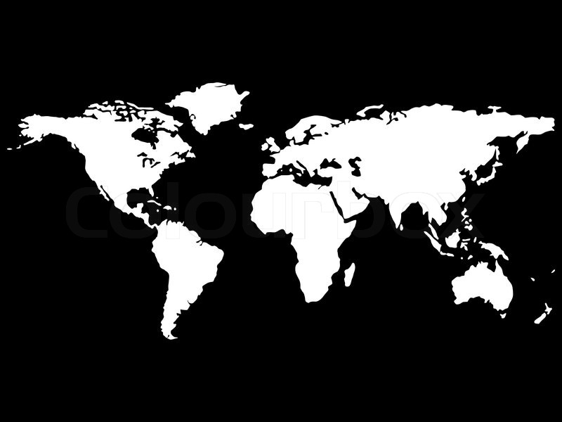 800x600 White World Map Isolated On Black Background, Abstract Vector Art