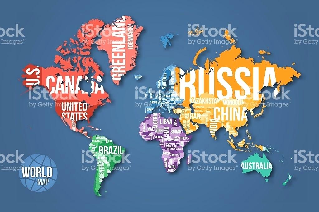1024x682 Free Vector World Map With Country Names New Detailed Borders And